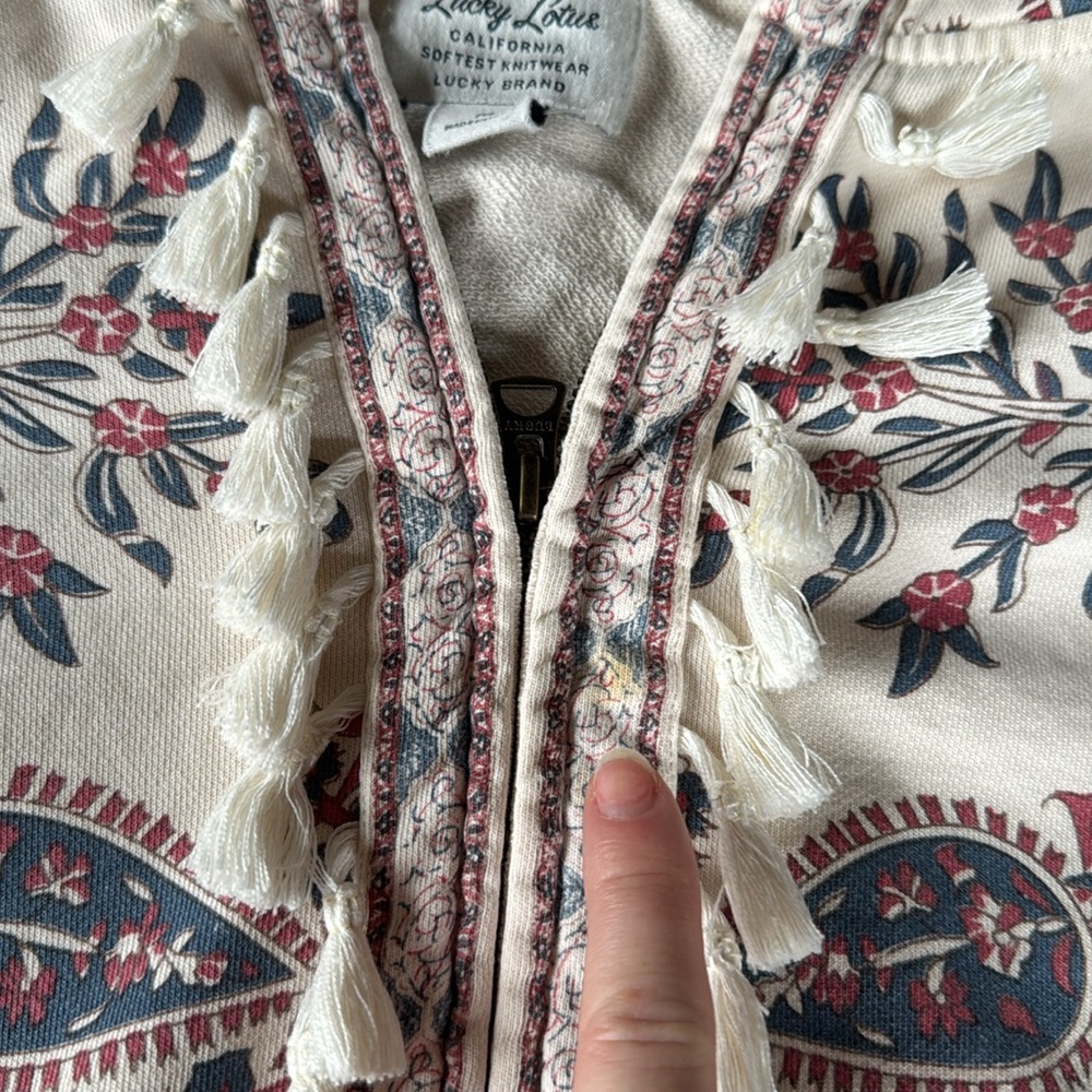 Lucky Brand Lucky Lotus zippered cotton hoodie size M - Picture 10 of 10